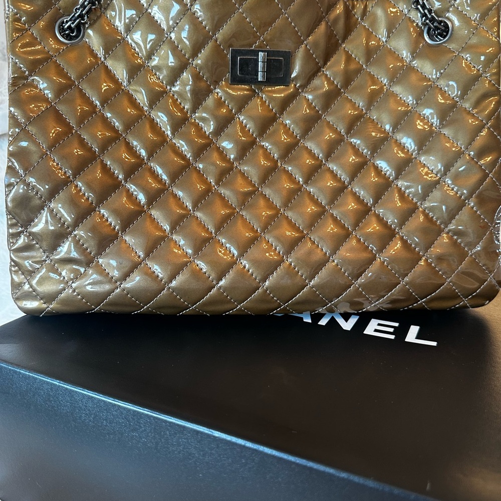 Chanel Patent Leather Reissue 2.55 TanTote